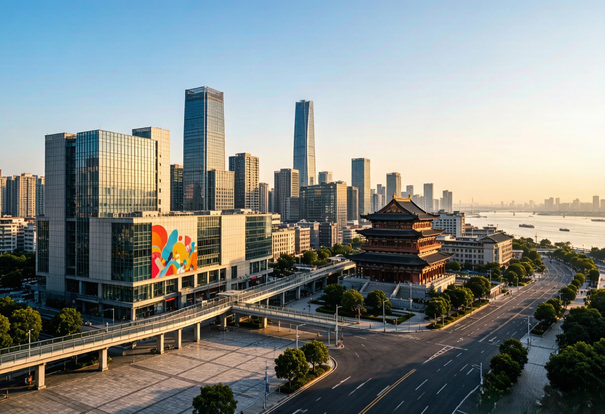 Wuhan urban cultural and commercial cityscape